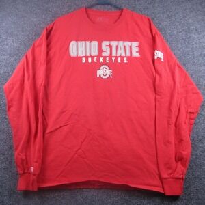 Ohio State Buckeyes Shirt Mens XL Red NCAA Football Russell Athletic Crewneck‎